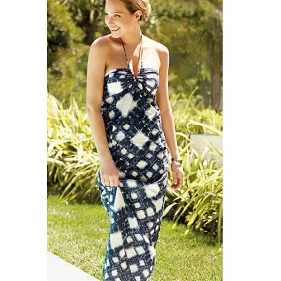 BeautifulBohoBatikIndigoMaxi DressHalter NeckPlus Size 16Tie  DyeBohemian